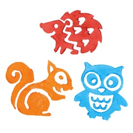 Baker Ross 10 x Forest Animals Foam Stamp Set for Kids Ideal for Arts and Crafts Projects AX198