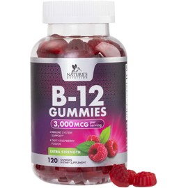B12 Vitamins Energy Gummies 3000 mcg - Extra Strength B 12 Gummy for Metabolism & Immune System Support - Chewable Dietary B12 Supplements for Adults & Kids Caffeine Free Gummy Vitamin - 120 Gummies