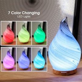 Porseme 280ml Essential Oil Diffuser Glass Color Changing Aroma Air Diffusers Aromatherapy Ultrasonic Cool Mist Humidifier 7 Running Hours Waterless Auto-Off for Sleeping, Yoga, Office, Spa (Ink)