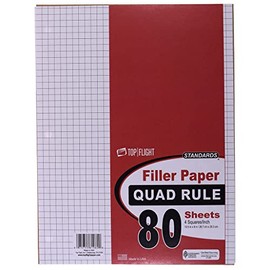 Top Flight Filler Paper, Quadrille Rule, 10.5 x 8 Inches, 80 Sheets (81060)