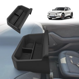 BestEvMod Upgraded Gen2 Center Console Dash Storage Box Tray Compatible with Mustang Mach E 2021-2025 Interior Accessories Dashboard Screen Back Organizer Custom fit ABS Material with PVC Trim Black