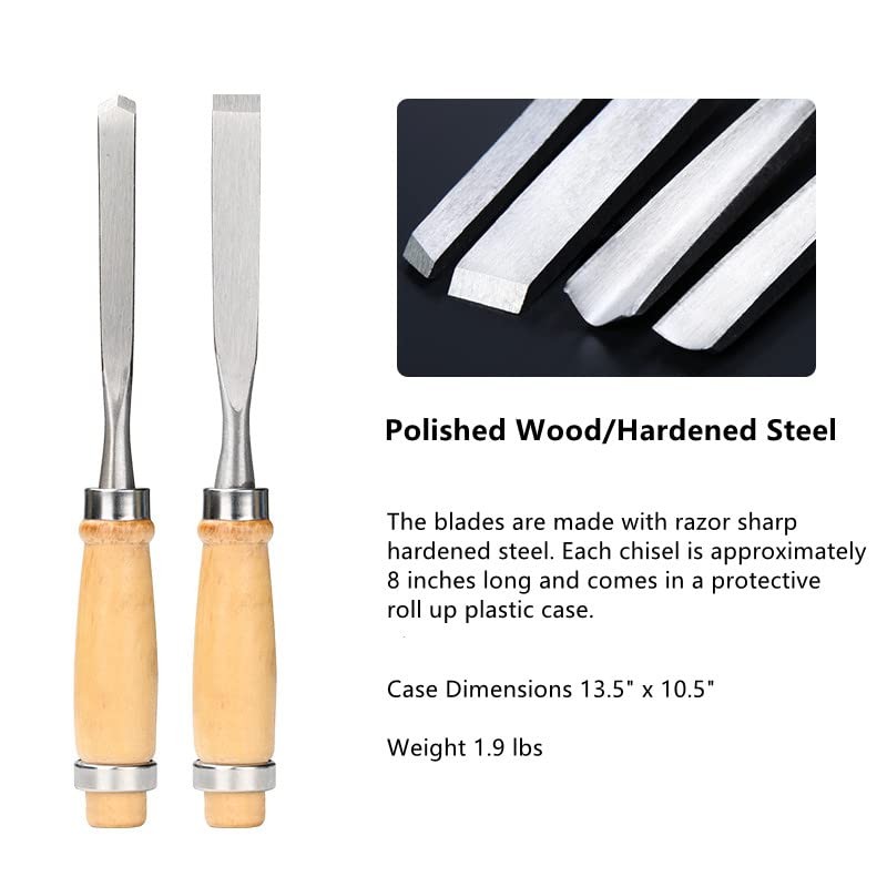 12Pcs Wood Carving Hand Chisel Tool Set in Storage Pouch,