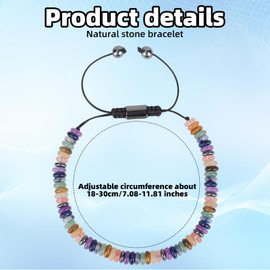 Mikovivi Inspirational Gift for Women, Colorful 7 Chakras Natural Stone Bracelet Adjustable Yoga Spiritual Crystal Beaded Bracelets Encouragement Jewelry for Women Men