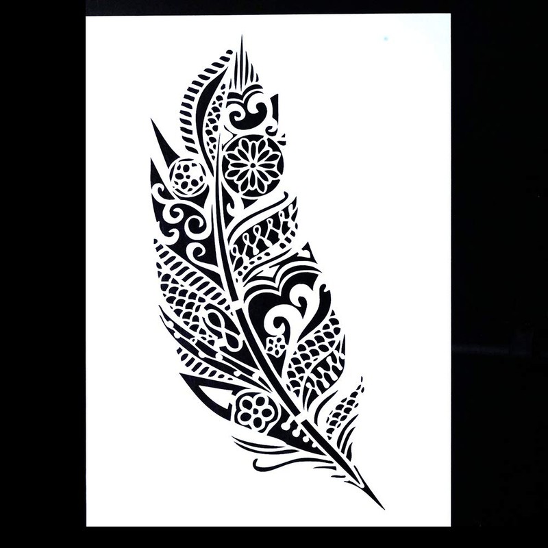 DIY Decorative Mandala Feather Stencil Template for Scrapbooking Painting on