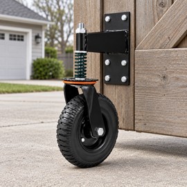 8 Inch Spring Loaded Heavy Duty Gate Wheel, 600 lb Capacity 360° Swivel Caster for Wood and Metal Gates