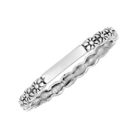Silverly Women's .925 Sterling Silver 2.3mm Daisy Daisy Flower Band Ring, Sterling Silver