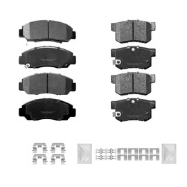 Fraxle Front and Rear Ceramic Brake Pads Set with Hardware For 2003 2004 2005 2006 2007 Honda Accord Coupe/Sedan, 2006-2011 Acura CSX