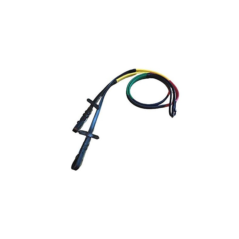 Cwell Equine MultiColour Rainbow Training Rubber Leather Reins For Horse