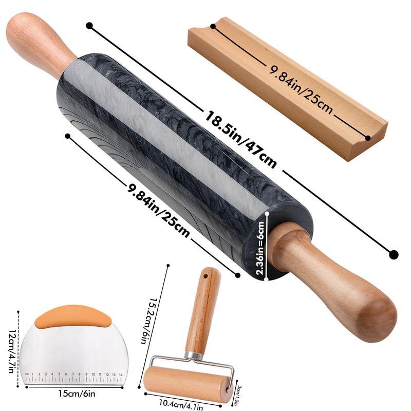 18.5 inches Marble Rolling Pin,Large Non-Stick Dough Roller,for making pizza,