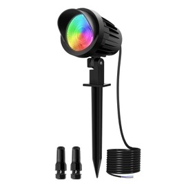 MEIKEE 7W RGB Landscape Lights, DC/AC 12V 24V RGB Color Landscape Lighting, Low Voltage Landscape Lighting, IP66 Waterproof Outdoor Spotlights with Remote for Garden Pathway Yard (No Include Remote)