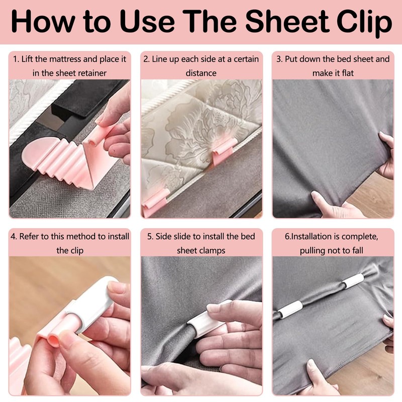 Wbgraceful 6pcs Bed Sheet Clips–Keep Sheets Firm & Tight Secure