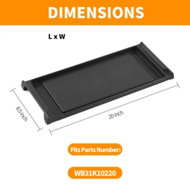 Upgraded WB31K10220 Griddle Replacement for GE Stove Parts 20" X 8.5" Cast Iron Center Griddle Plate C2S985SET9SS GE General Appliances Gas Range Parts Cafe Stove Top Cooktop Burner Flat Top Pan