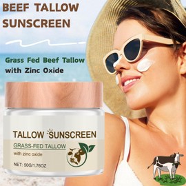 Beef Tallow Sunscreen SPF 30, Natural Sunscreen for Face & Body, Organic Sunscreens with Grass Fed Beef Tallow, Water & Sweat Resistant Sunblock, Moisturising Suncream for All Skin Types, 50g