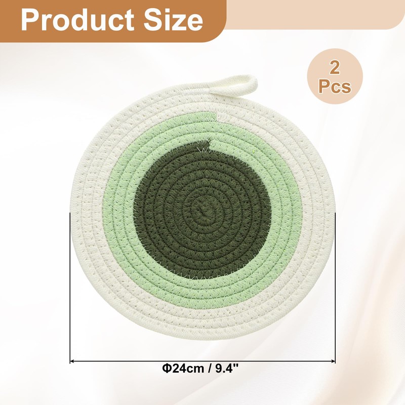 sourcing map 2Pcs Round Braided Placemats, 9.4" Woven Placemats Kitchen