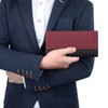 VISOUL Leather Long Checkbook Bi-fold Wallets with Zipper Pocket for