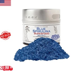 Artisanal Gourmet Sea Salt, Blue Spirulina Infused, All Natural Salt 3 Oz