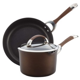 Circulon 84561 Symmetry Hard Anodized Nonstick Cookware Pots and Pans Set 3 Piece Chocolate