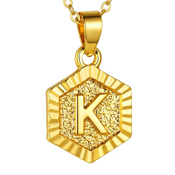 U7 Trendy A-Z Letter Pendant 18K Gold Plated Chain with