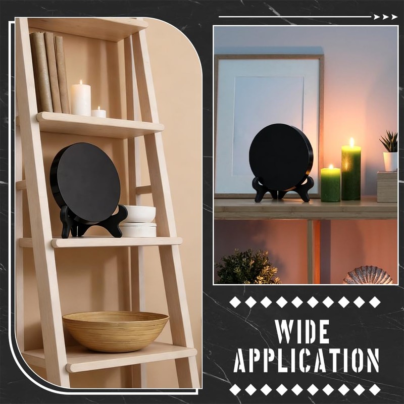 NBEADS 2 Set Black Obsidian Scrying Mirrors, 9.95cm Natural Obsidian
