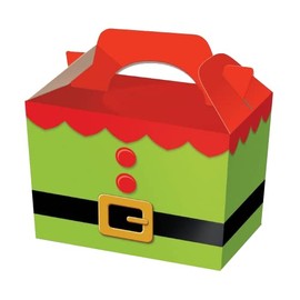 Diamante Crafts Party Boxes - Christmas Designs - Food Treat Box - Elf Tunic - Choose Quantity (10 x Elf Tunic - Party Boxes)