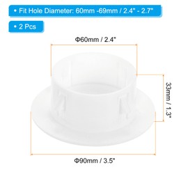 PATIKIL Air Conditioning Wall Hole Cover, 2Pcs Air Conditioner Blocking Hole Plug Decoration Water Pipe Sealing Plate Cover for 2.4" - 2.7" Diameter Hole, White