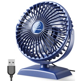 JZCreater Desk Fan, USB Desk Fan, 3 Speeds with Strong Airflow, 4.9 Inch Quiet Small Portable Table Fan, 360° Rotate Personal Cooling Fan For Bedroom Home Office Desktop Travel (Navy Blue)