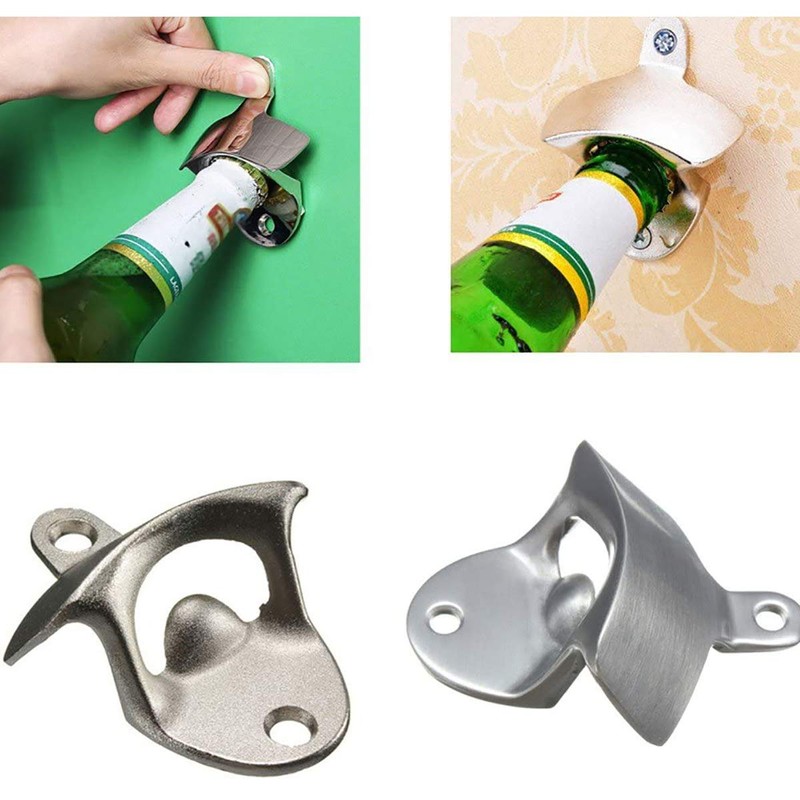 Durable Stainless Steel Bottle Opener,Wall Mounted Silver Opener,for Bartender Cafe