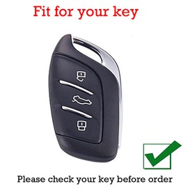 KUNIO Car Key Fob Cover Fit for MG HS ZS EV MG6 EHS MG3 MG7 Key Protective Cover Keychain Leather Metal Key Holder 3 Button, Gun Green