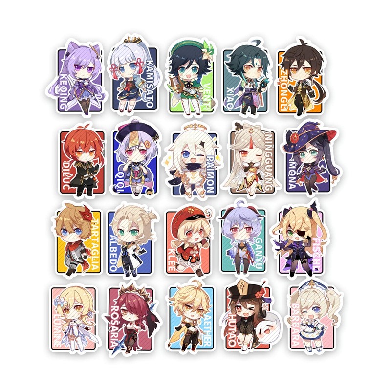 YJacuing Genshin Impact Cute Chibi Reusable Vinyl Stickers (20 PCS)