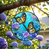 Butterfly Stained Glass Window Hanging, Round 7.87 Inch Suncatcher