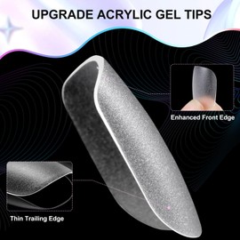 CyyaPeaap Extra Short Coffin Nail Tips, 240Pcs Double-Sided Matte Soft Acrylic Gel Full Cover Nails, No File Clear Press on Fake Nails for Nail Extension, Manicure, Home DIY, Salon, 15 Sizes