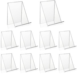 Acrylic Book Stand, Pack of 10, Book Stands, Transparent Goods Support, Acrylic Photo Album and Brochure Stand for Office, Home, School, Waiting Room, Reception Room, Lounge, Slanted Stand (10 x 11.5