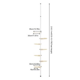 7 Tier Indoor Storage Pole,Corner Storage Rack,Adjustable Plant Pot Stand,Telescopic Floor to Ceiling Shelf with Drying Rod,White