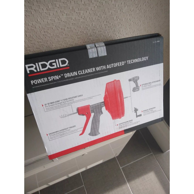 RIDGID Power Spin+ Drain Cleaner - Line Cap. Up to
