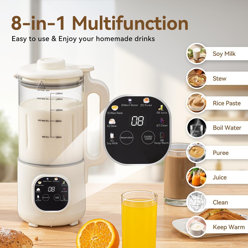 8 in 1 Nut Milk Maker Machine With 20 Blades,40oz