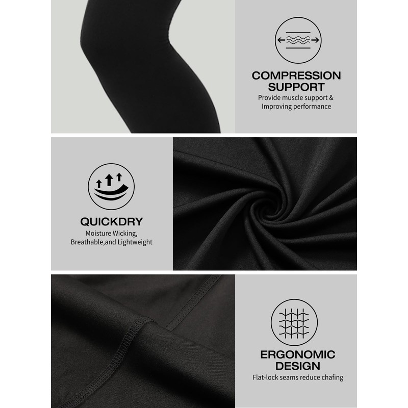 Celfaeree 5 Packs Boys Compression Leggings, Youth Compression Pants Tights,