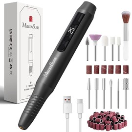 MelodySusie Nail Cutter for Gel Nails, Wireless, Electric Nail File 25000 rpm, PC180G Nail Drill Professional with 25 Adjustable Speeds and LED Display, Manicure Pedicure Set (Black)
