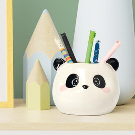 Legami - Ceramic Pen Holder Desk Friends 4.4" x 4.5" Panda Theme Hand Painted