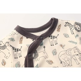 Kiddiezoom Baby Boys Cotton Long Sleeve Romper with Foot, Zebra & Elephant & Lion, 3-6 Monate