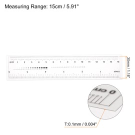 HARFINGTON Film Flexible 6 Inch 0.1mm Scale PET Plastic Folding Straight Ruler Calibration Soft Ruler Measuring Tool for Factory, Transparent