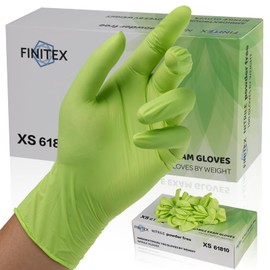 FINITEX Nitrile Gloves Disposable Latex-Free Gloves - 3.5mil Powder-Free Food Cleaning Medical Exam 100PCS Glove(Green (X-Small 100))
