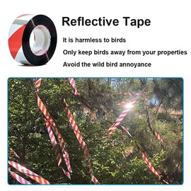 SUJAYU Bird Scare Tape, 1''x260FT Red Spiral Double Sided Repellent Deterrent Reflective Tape for Scaring Birds Away… (Red-1)