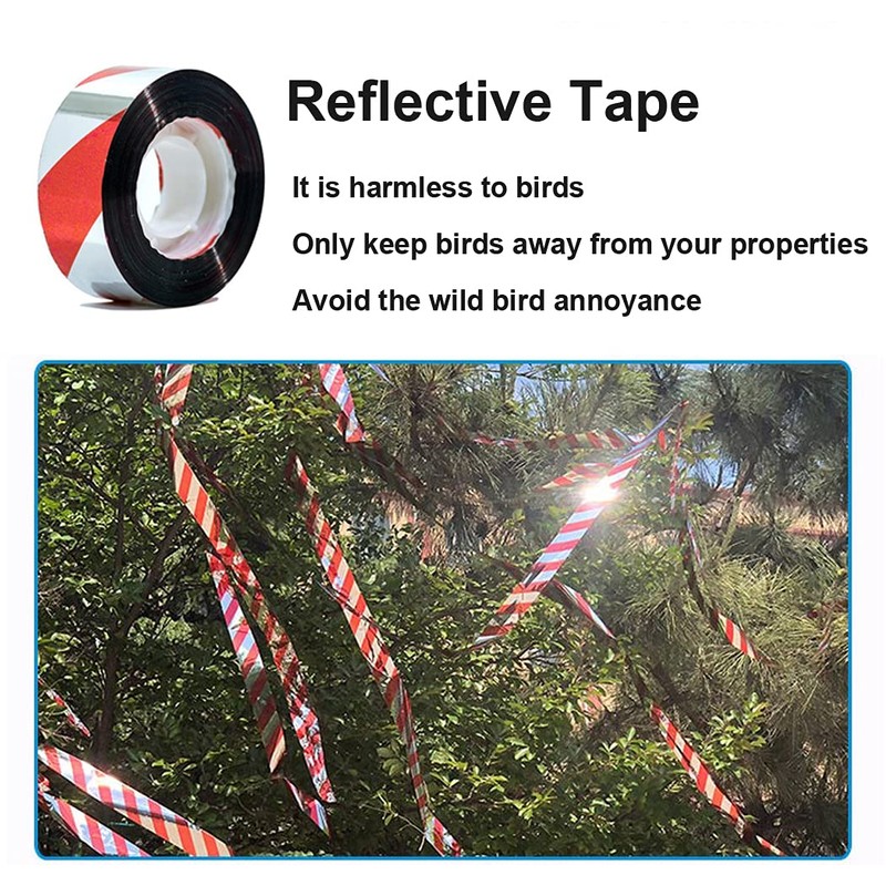 SUJAYU Bird Scare Tape, 1''x260FT Red Spiral Double Sided Repellent