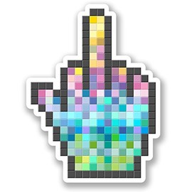 2 x 10cm Rude Cursor Hand Vinyl Sticker Decal Bike Laptop Computer Joke #5361 (7.5cm Wide x 10cm Tall)