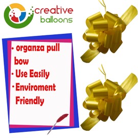 Creative Balloons Pull Bows Yellow Decorative Ribbon Bows Pull Bows for Gift Wrapping Butterfly Knot Wrapping Bows for Gift Wreath Making Wedding Basket Flower Bouquets Pack of 2