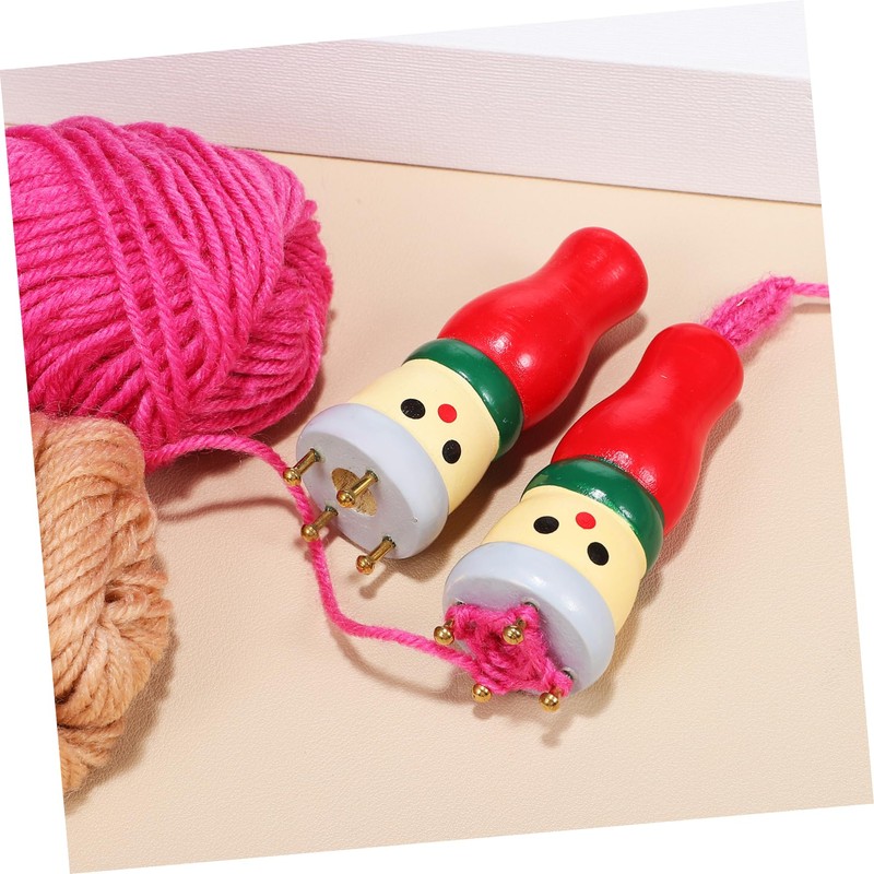 Sosoport 4Pcs Wooden Knitting Doll DIY Knitting Crafts with Accessories