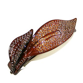 Hair Barrettes for women Faux Rhinestone Elegant Calla Flower Hair Barrette Decorative, Large 3.9" Long, Light Brown