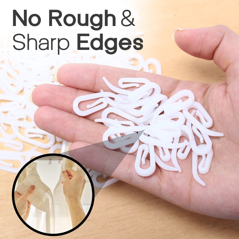 Yuhman 120 Pack Curtain Hooks Plastic White – 2.8cm x