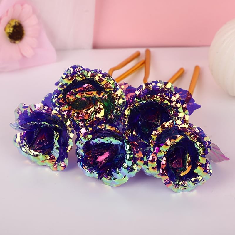 20PCS Artificial Colorful Flowers Galaxy Rose Crystal Flower Glass Rose