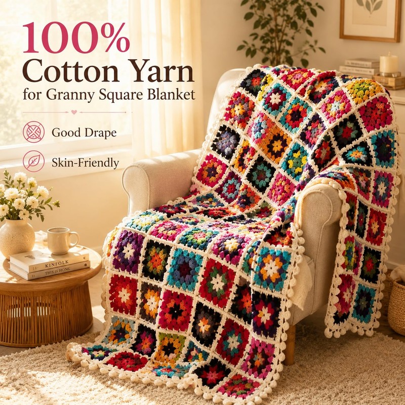 Katech 1OO% Cotton Yarn for Crocheting-12 * 45g/175yd, Baby Cotton